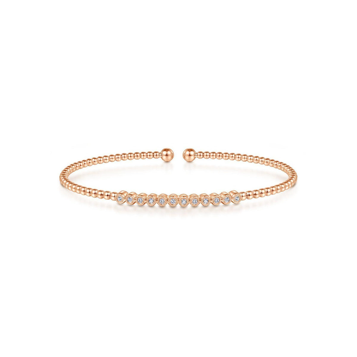 Gabriel & Co. Bujukan Bead Cuff Bracelet with Bezel Set Diamond Stations - BG4118K45J