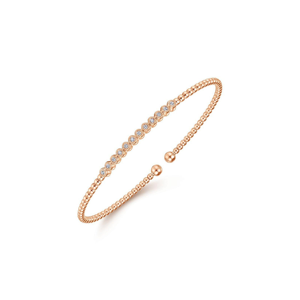Gabriel & Co. Bujukan Bead Cuff Bracelet with Bezel Set Diamond Stations - BG4118K45J