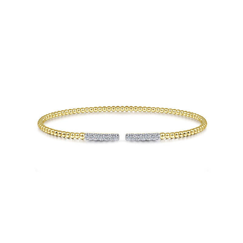 Gabriel & Co. Bujukan Bead Cuff Bracelet with Diamond Pavé Bars-Gabriel & Co. Bujukan Bead Cuff Bracelet with Diamond Pavé Bars - BG4218-6Y45JJ