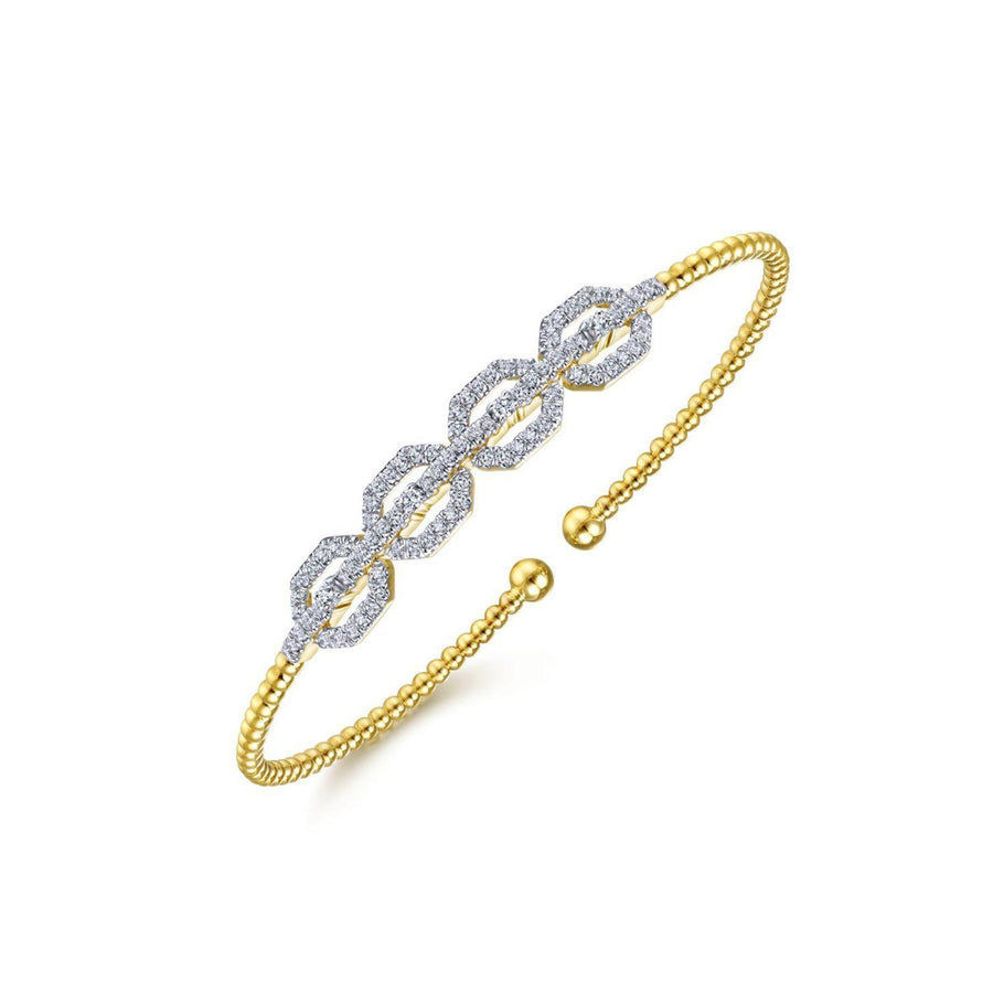 Gabriel & Co. Bujukan Bead Cuff Bracelet with Diamond Pavé Links - BG4229-6Y45JJ