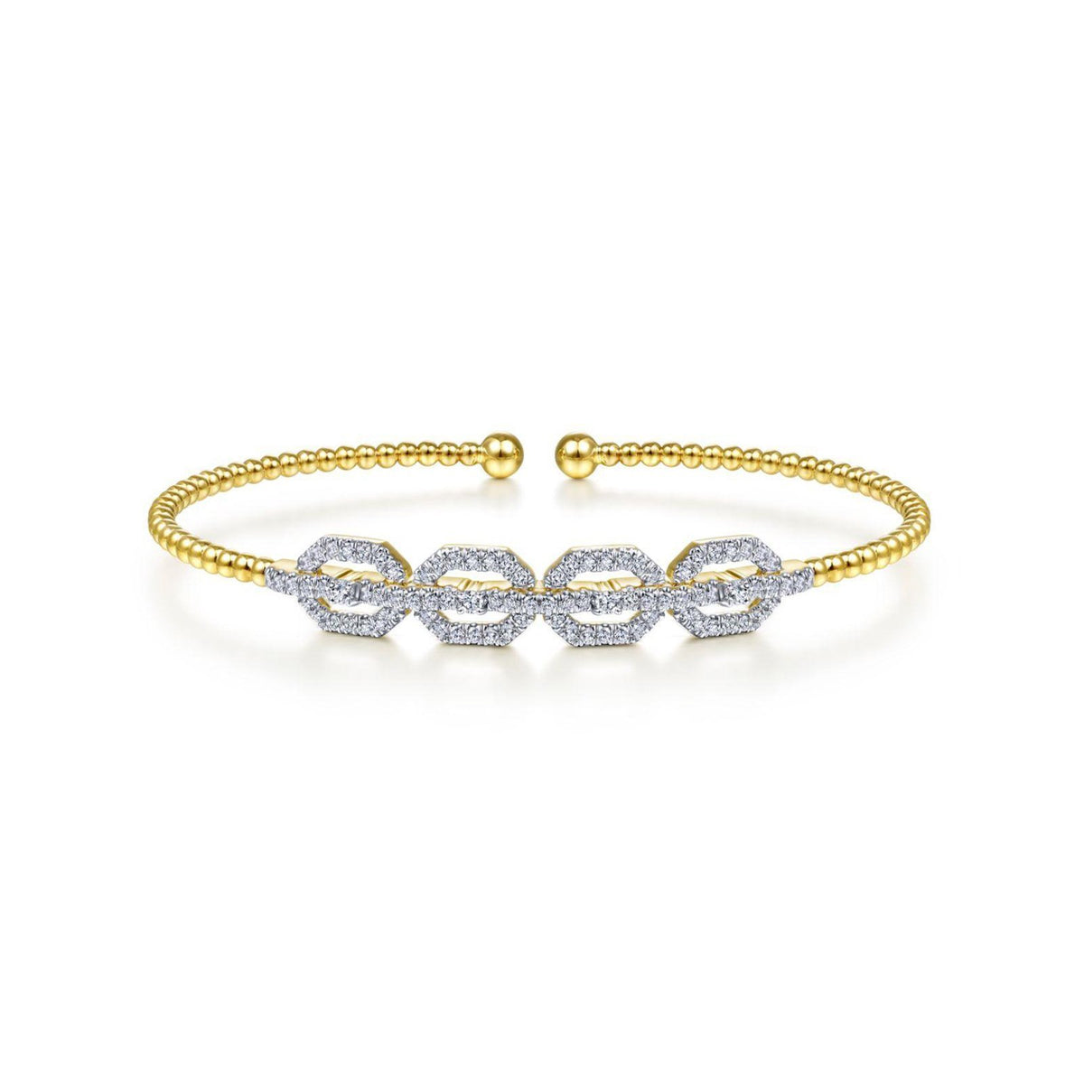 Gabriel & Co. Bujukan Bead Cuff Bracelet with Diamond Pavé Links - BG4229-6Y45JJ