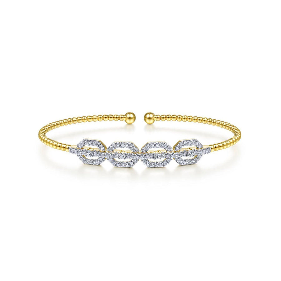 Gabriel & Co. Bujukan Bead Cuff Bracelet with Diamond Pavé Links - BG4229-6Y45JJ