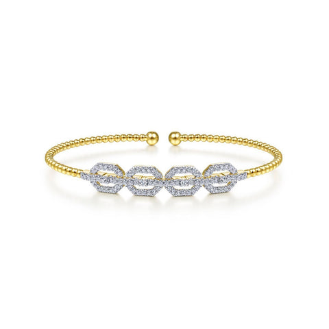 Gabriel & Co. Bujukan Bead Cuff Bracelet with Diamond Pavé Links - BG4229-6Y45JJ