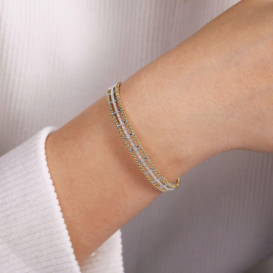 Gabriel & Co. Bujukan Bead Cuff Bracelet with Inner Diamond Channel - BG4323-62M45JJ