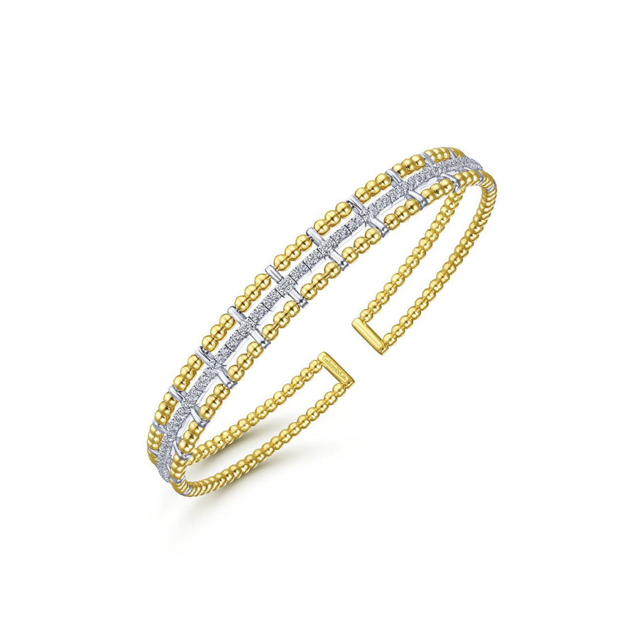 Gabriel & Co. Bujukan Bead Cuff Bracelet with Inner Diamond Channel - BG4323-62M45JJ