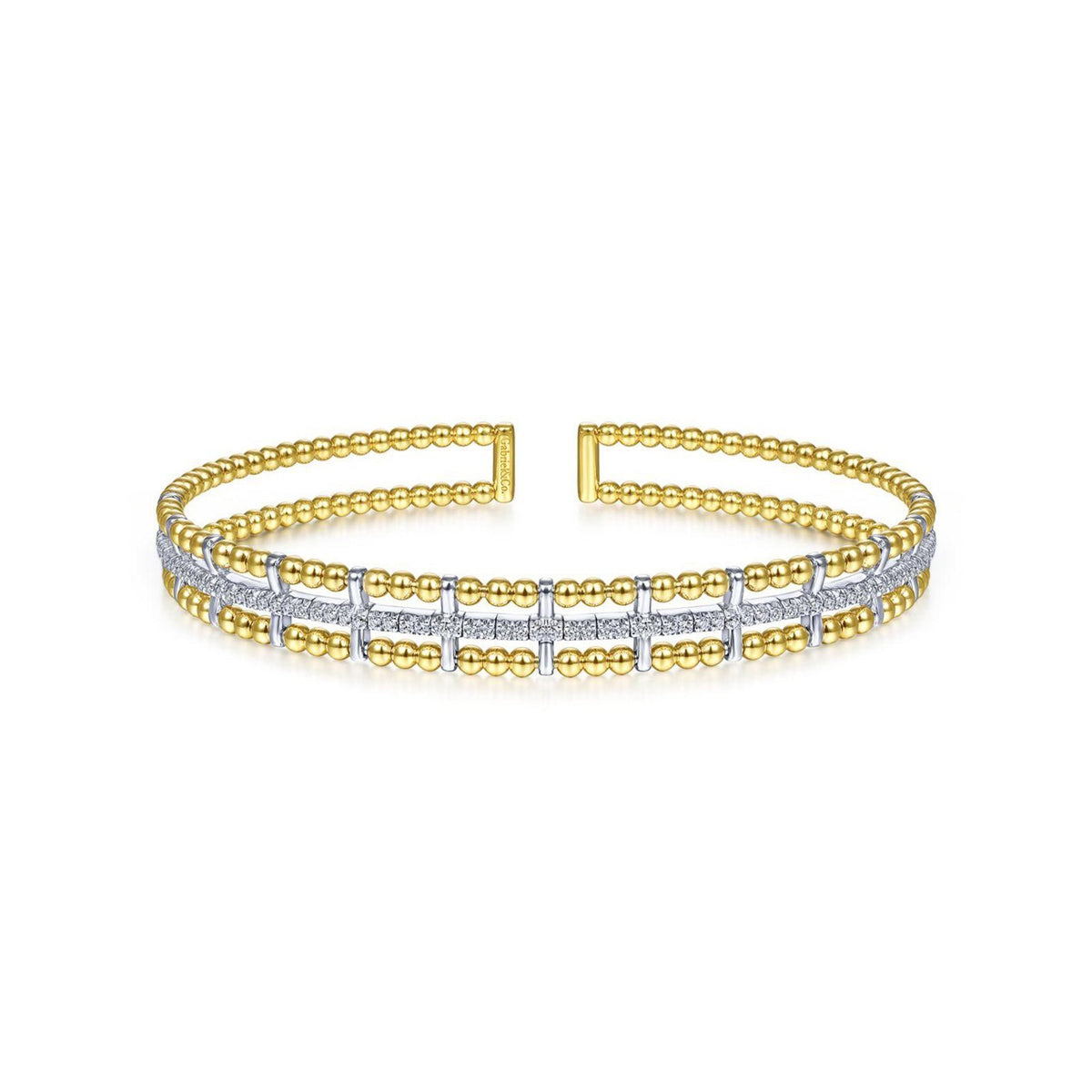 Gabriel & Co. Bujukan Bead Cuff Bracelet with Inner Diamond Channel - BG4323-62M45JJ