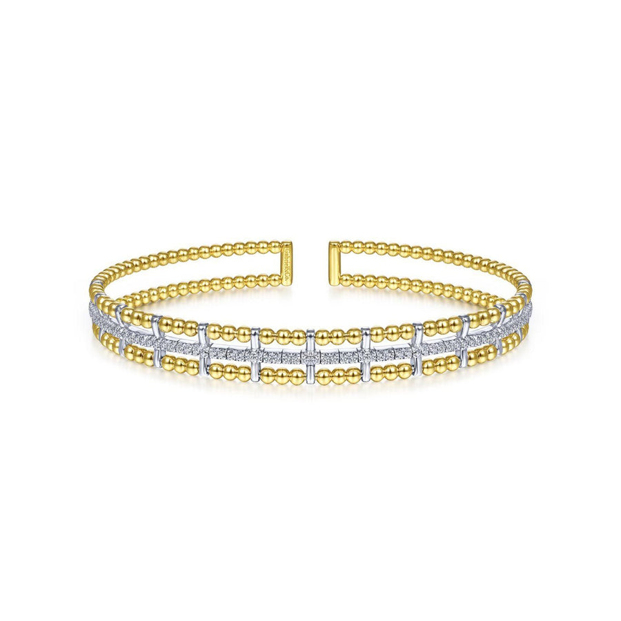 Gabriel & Co. Bujukan Bead Cuff Bracelet with Inner Diamond Channel - BG4323-62M45JJ