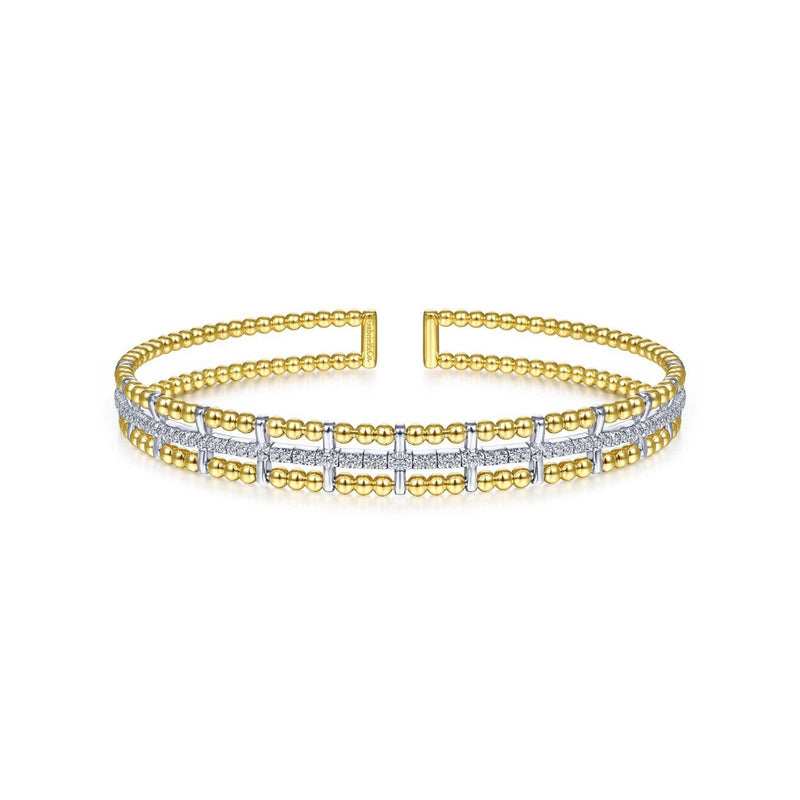 Gabriel & Co. Bujukan Bead Cuff Bracelet with Inner Diamond Channel-Gabriel & Co. Bujukan Bead Cuff Bracelet with Inner Diamond Channel - BG4323-62M45JJ