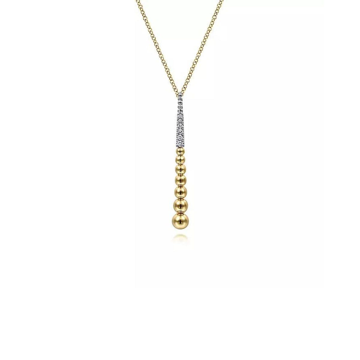 Gabriel & Co. Bujukan Bead Y Necklace with Diamond Pavé Accent - NK6446M45JJ