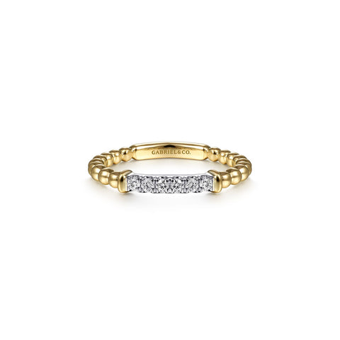 Gabriel & Co. Bujukan Beaded Band with Diamond Pavé Center Bar-Gabriel & Co. Bujukan Beaded Band with Diamond Pavé Center Bar - LR51786M45JJ