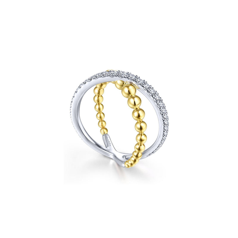Gabriel & Co. Bujukan Diamond and Metal Bead Criss Cross Ring-Gabriel & Co. Bujukan Diamond and Metal Bead Criss Cross Ring - LR51628M45JJ