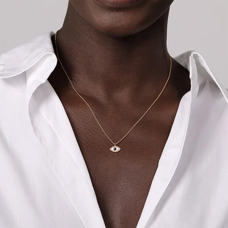Gabriel & Co. Diamond and Sapphire Evil Eye Necklace - NK7438E9Y45SA
