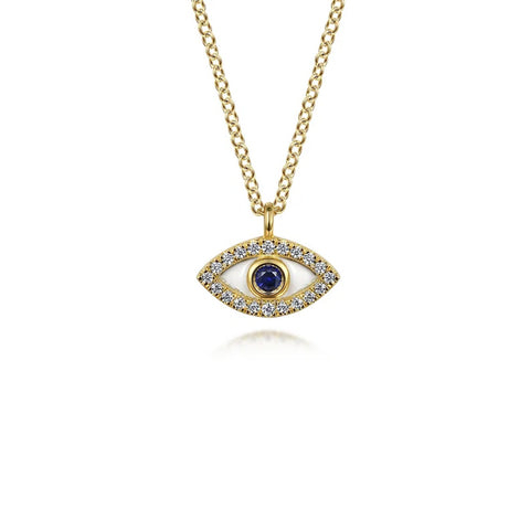 Gabriel & Co. Diamond and Sapphire Evil Eye Necklace-Gabriel & Co. Diamond and Sapphire Evil Eye Necklace - NK7438E9Y45SA