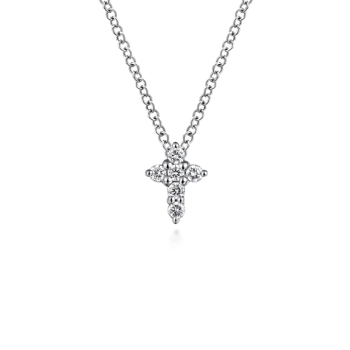 Gabriel &amp; Co. Diamond Cross Necklace in 14 karat white gold. - NK1370W45JJ