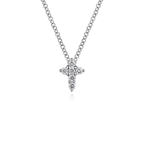 Gabriel &amp; Co. Diamond Cross Necklace in 14 karat white gold. - NK1370W45JJ