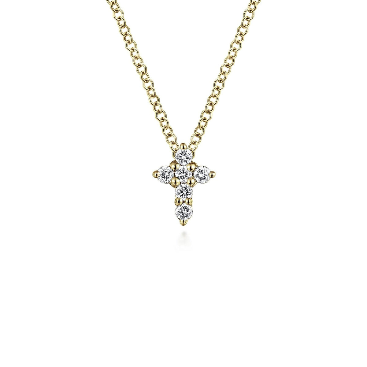 Gabriel &amp; Co. Diamond Cross Necklace in 14 karat yellow gold. - NK1370Y45JJ