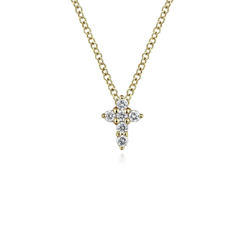 Gabriel & Co. Diamond Cross Necklace-Gabriel &amp; Co. Diamond Cross Necklace in 14 karat yellow gold. - NK1370Y45JJ