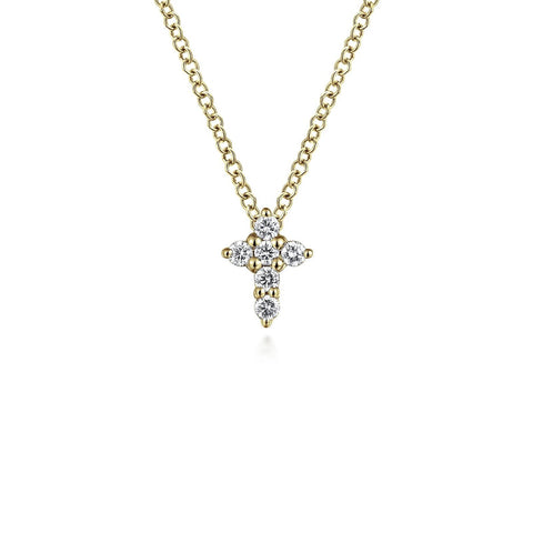 Gabriel &amp; Co. Diamond Cross Necklace in 14 karat yellow gold. - NK1370Y45JJ