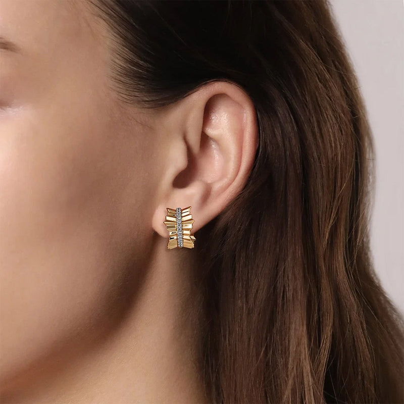 Gabriel & Co. Diamond Cut Texture Huggies-Gabriel & Co. Diamond Cut Texture Huggies - EG14854Y45JJ