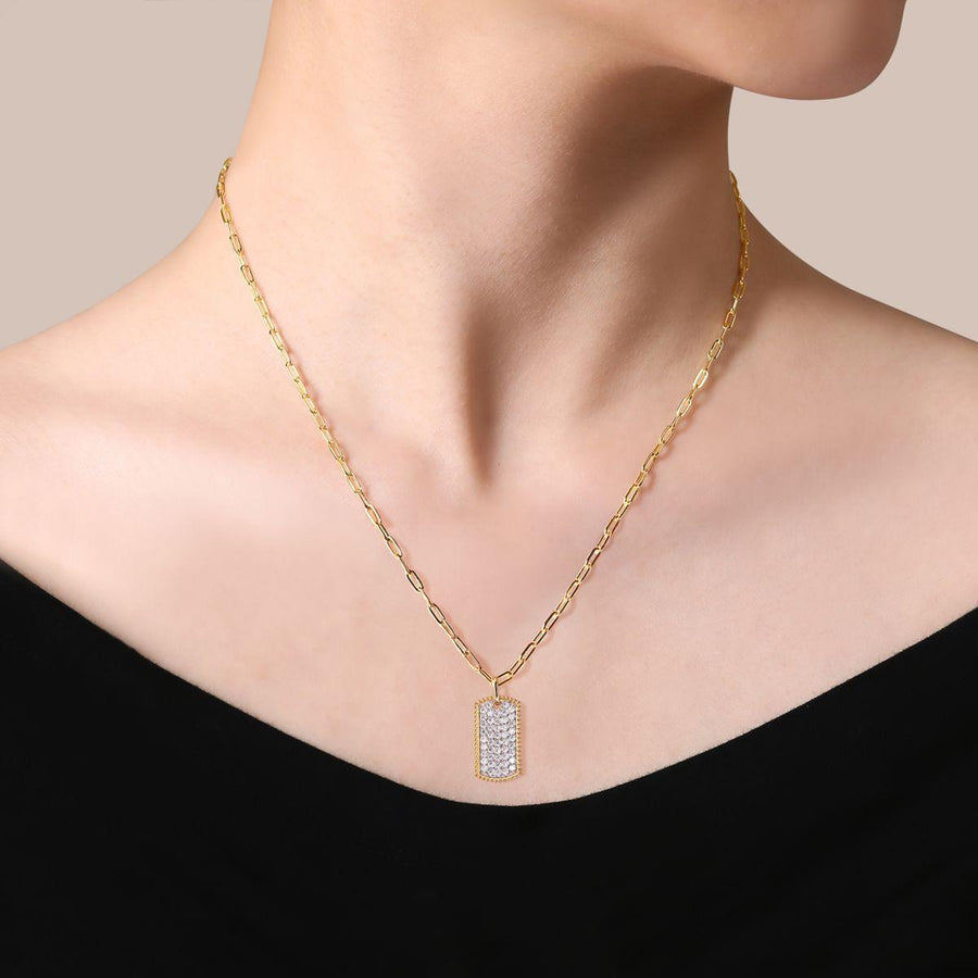 Gabriel & Co. Diamond Pavé Dog Tag Necklace - NK6842-18Y45JJ