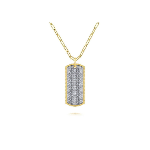 Gabriel & Co. Bujukan Diamond Pavé Dog Tag Necklace-Gabriel & Co. Diamond Pavé Dog Tag Necklace - NK6843-32Y45JJ