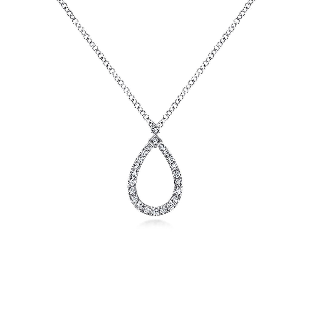 18ct White Gold 0.33ct Diamond Pendant and Chain - Laings