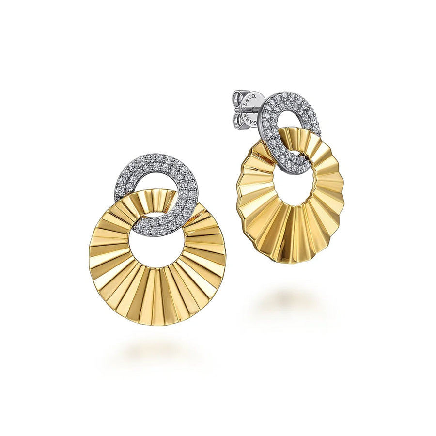 Gabriel & Co. Double Round Disk with Diamond Cut Texture Earrings - EG14853M45JJ