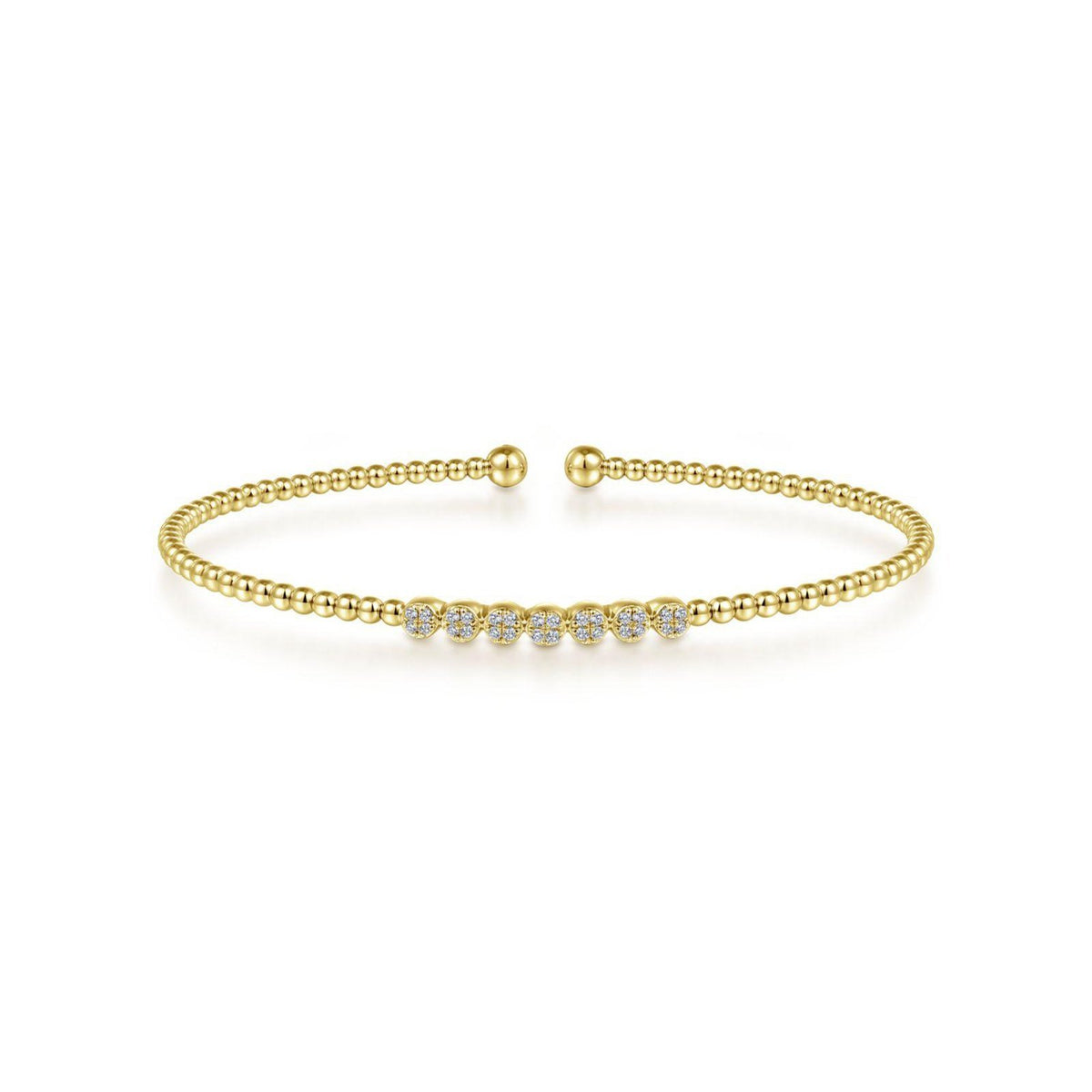 Gabriel & Co. Gold Bujukan Bead Cuff Bracelet with Cluster Diamond Stations - BG4116Y45JJ