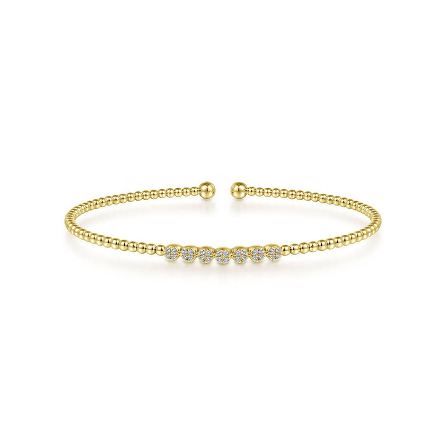 Gabriel & Co. Gold Bujukan Bead Cuff Bracelet with Cluster Diamond Stations - BG4116Y45JJ