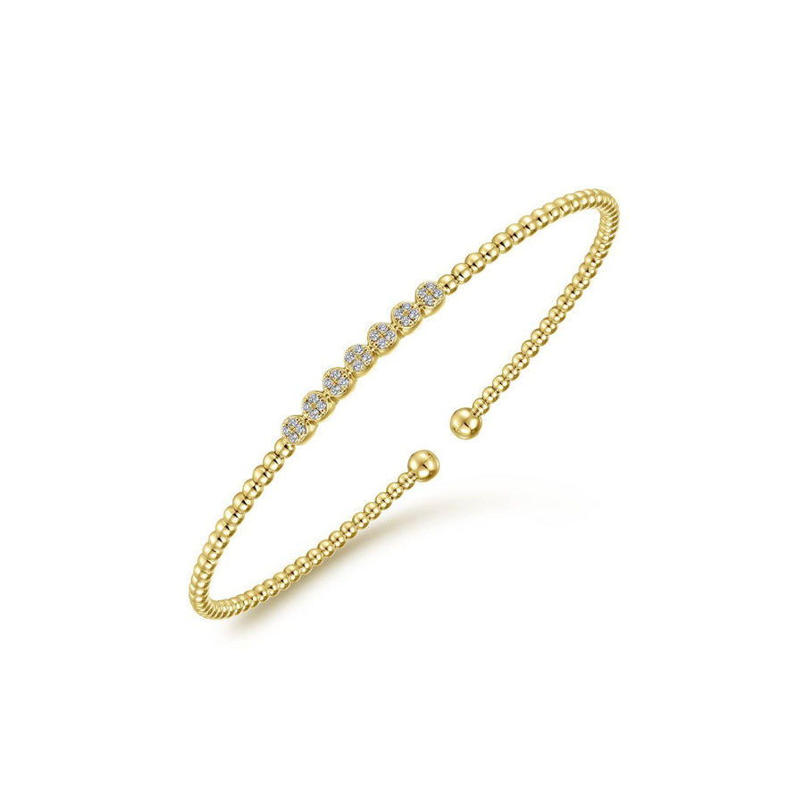 Gabriel & Co. Gold Bujukan Bead Cuff Bracelet with Cluster Diamond Stations - BG4116Y45JJ