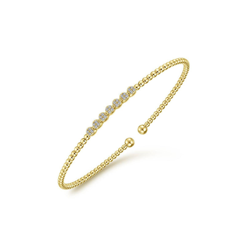 Gabriel & Co. Gold Bujukan Bead Cuff Bracelet with Cluster Diamond Stations-Gabriel & Co. Gold Bujukan Bead Cuff Bracelet with Cluster Diamond Stations - BG4116Y45JJ