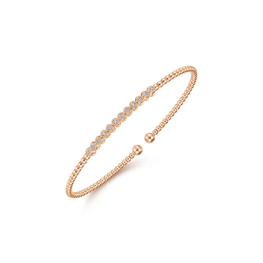 Gabriel & Co. Gold Bujukan Bead Cuff Bracelet with Diamond Stations - BG4228-6K45JJ