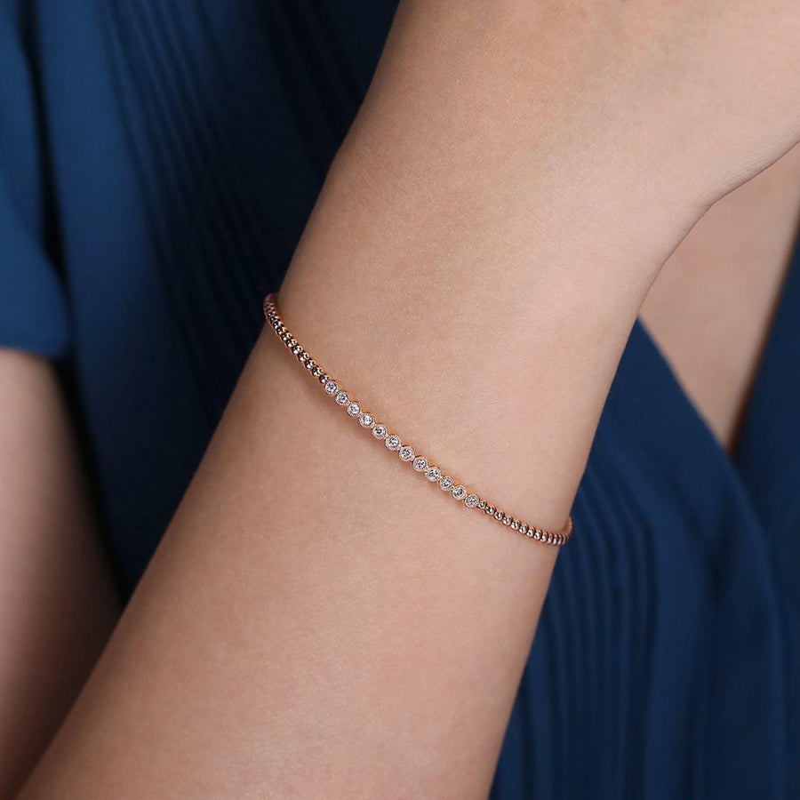 Gabriel & Co. Gold Bujukan Bead Cuff Bracelet with Diamond Stations - BG4228-6K45JJ