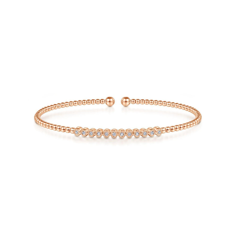 Gabriel & Co. Gold Bujukan Bead Cuff Bracelet with Diamond Stations - BG4228-6K45JJ