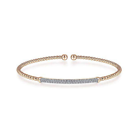 Gabriel & Co. Gold Bujukan Split Cuff Bracelet with Diamond Pavé Bar-Gabriel & Co. Gold Bujukan Split Cuff Bracelet with Diamond Pavé Bar - BG4262-62K45JJ.S600