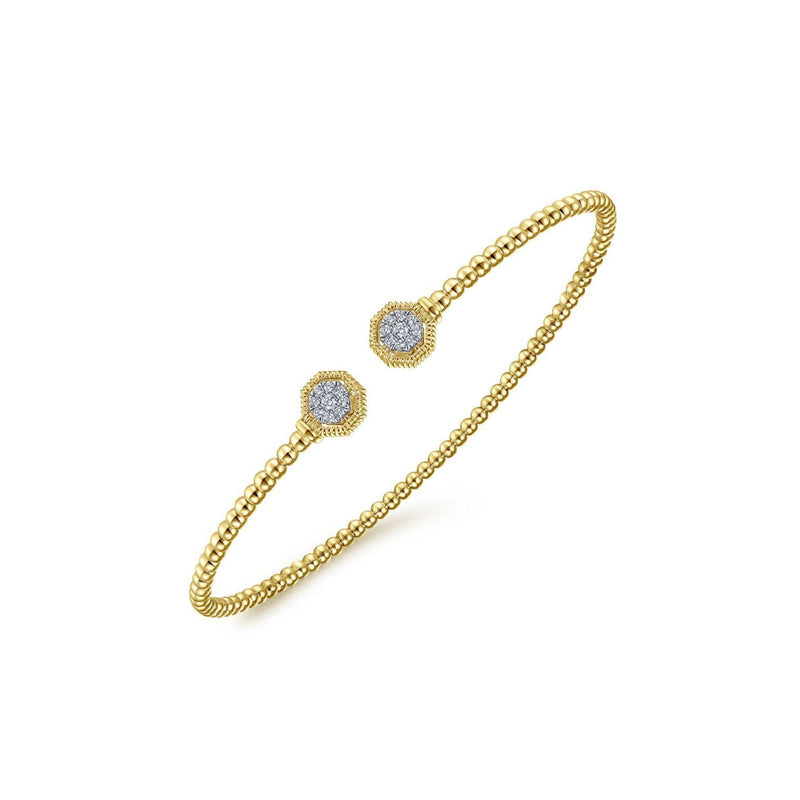 Gabriel & Co. Bujukan Split Cuff Bracelet with Diamond Pavé Hexagon Caps-Gabriel & Co. Gold Bujukan Split Cuff Bracelet with Diamond Pavé Hexagon Caps - BG4261-62Y45JJ.S575