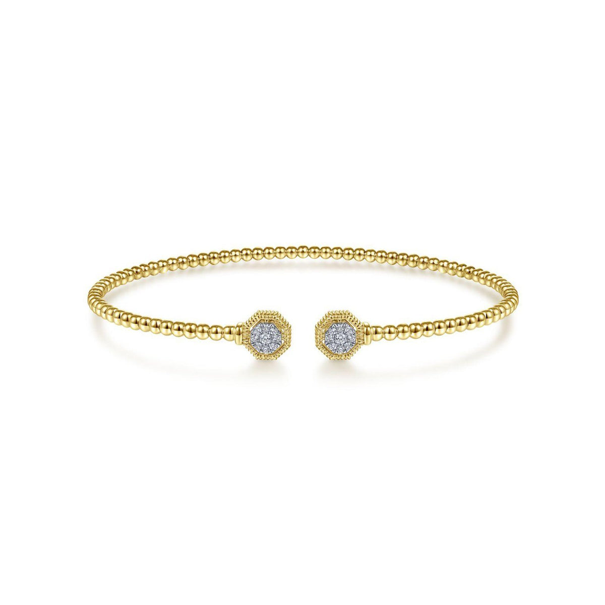 Gabriel & Co. Gold Bujukan Split Cuff Bracelet with Diamond Pavé Hexagon Caps - BG4261-62Y45JJ.S575