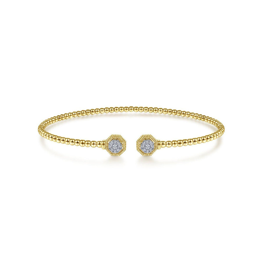Gabriel & Co. Gold Bujukan Split Cuff Bracelet with Diamond Pavé Hexagon Caps - BG4261-62Y45JJ.S575