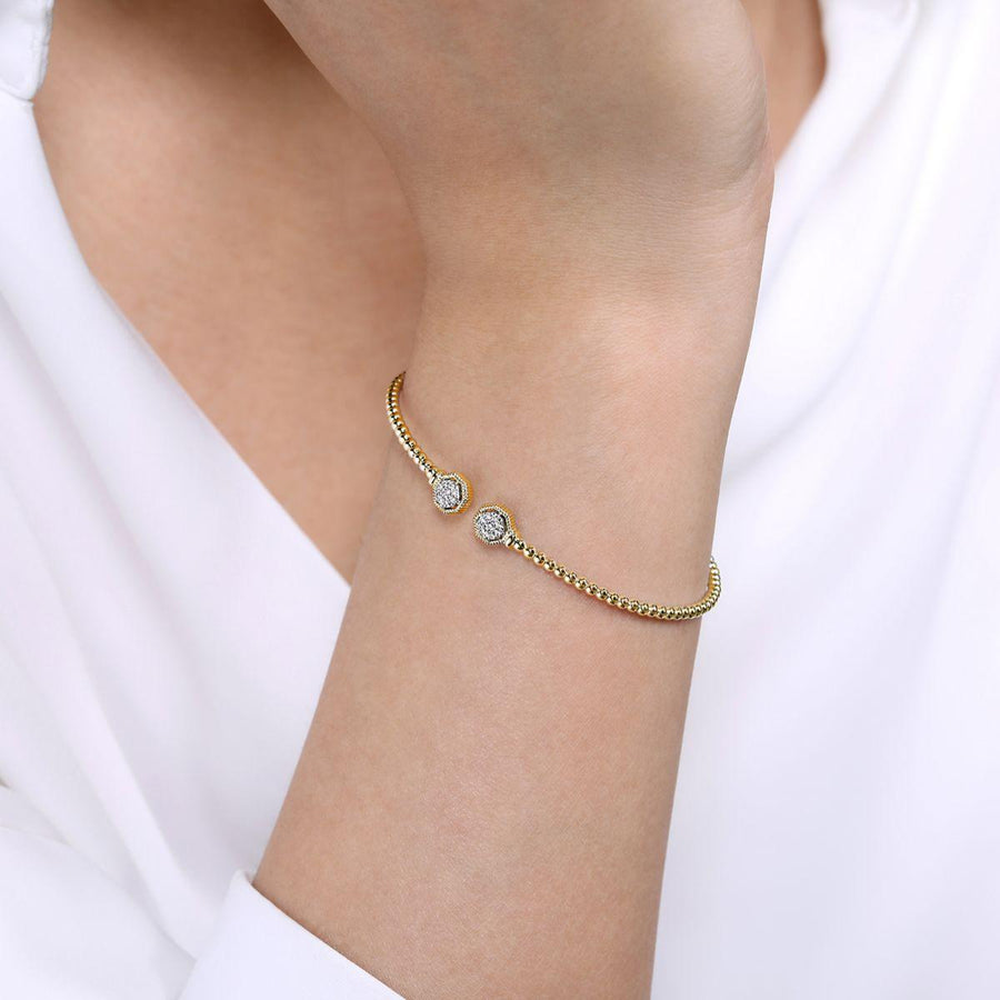Gabriel & Co. Gold Bujukan Split Cuff Bracelet with Diamond Pavé Hexagon Caps - BG4261-62Y45JJ.S575