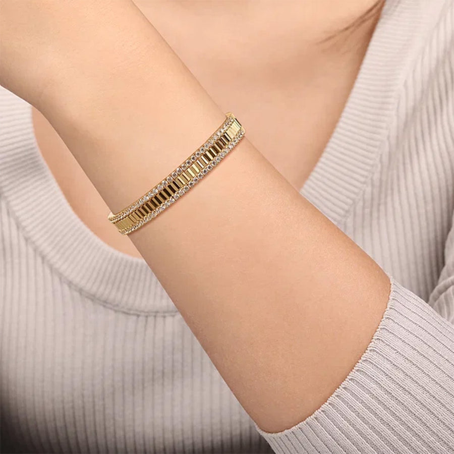 Gabriel & Co. Gold Diamond Cut Cuff Bangle - BG4938-62Y45JJ