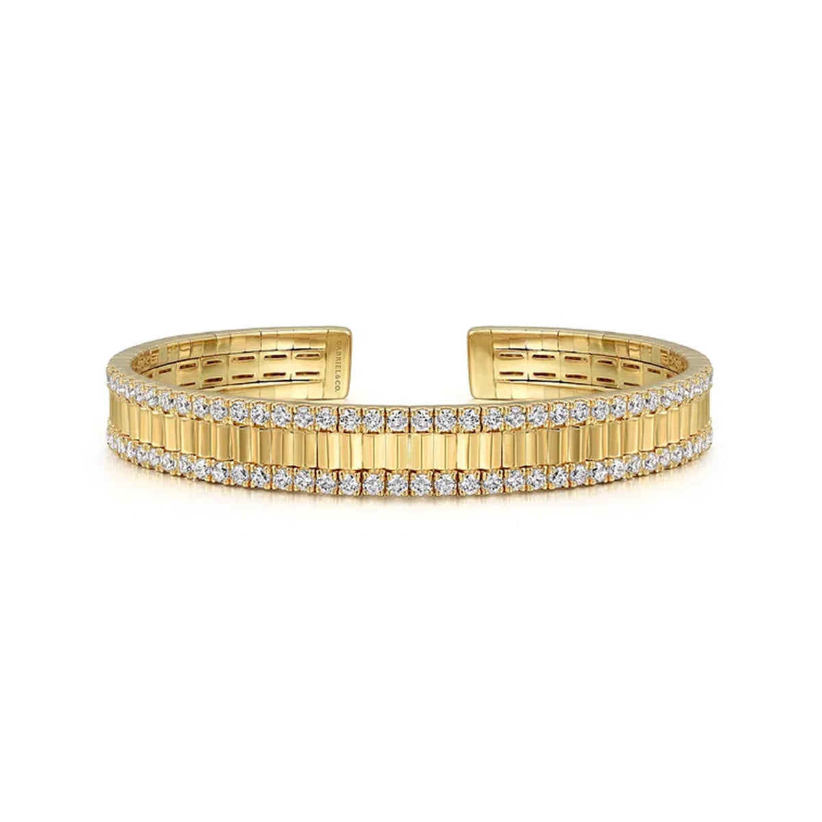 Gabriel & Co. Gold Diamond Cut Cuff Bangle - BG4938-62Y45JJ