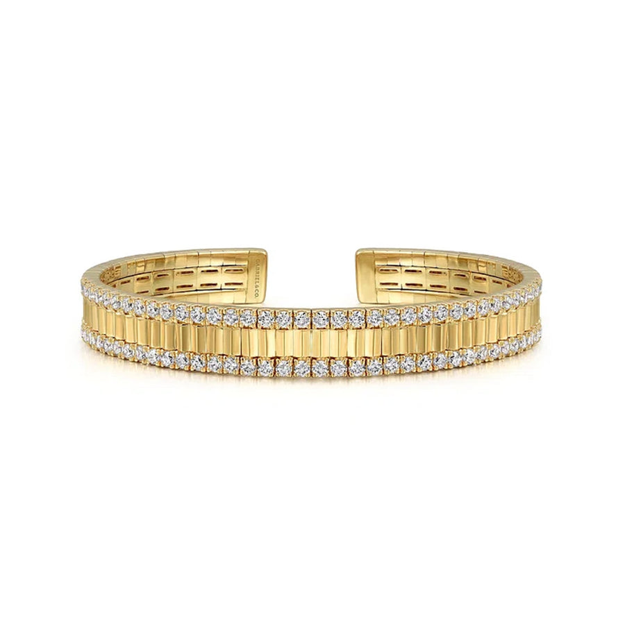 Gabriel & Co. Gold Diamond Cut Cuff Bangle - BG4938-62Y45JJ