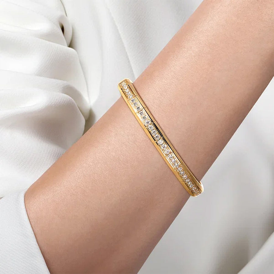 Gabriel & Co. Gold Diamond Cut Cuff Bangle - BG4939-62Y45JJ
