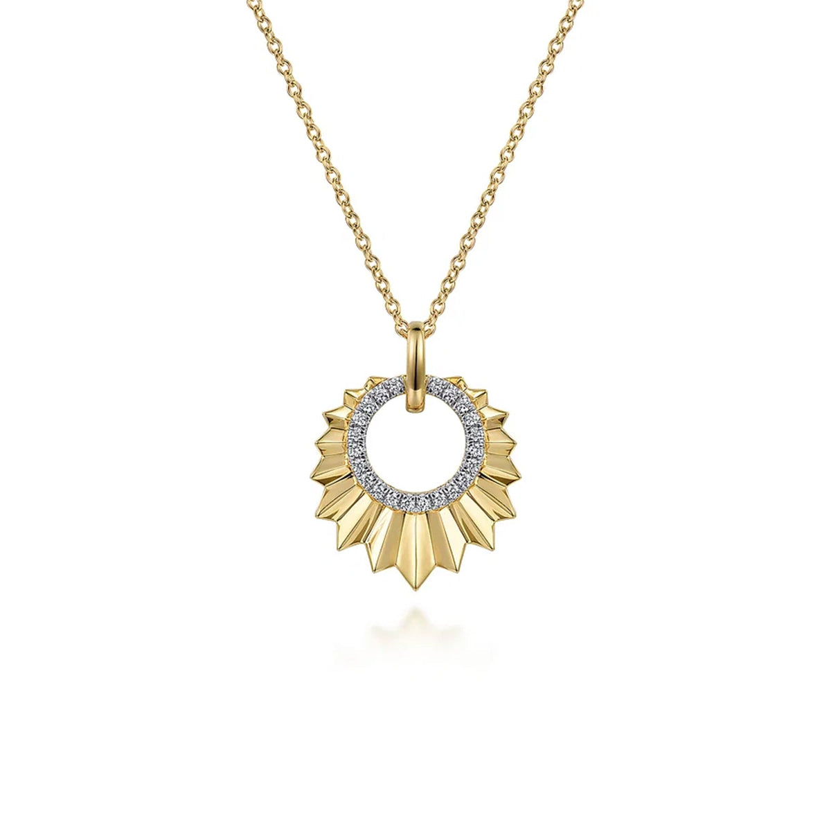 Gabriel & Co. Gold Diamond Cut Texture Pendant Necklace - NK7261Y45JJ