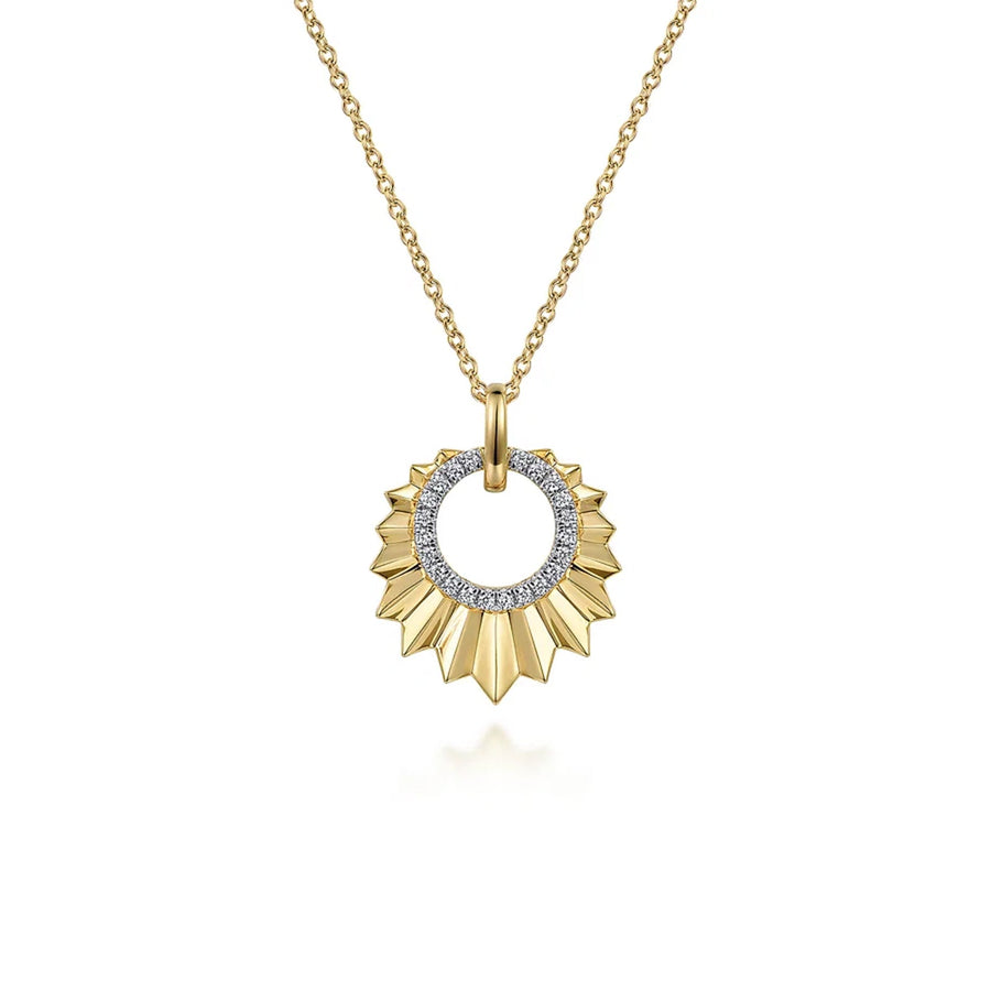 Gabriel & Co. Gold Diamond Cut Texture Pendant Necklace - NK7261Y45JJ
