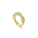 Gabriel & Co. Gold Twisted Rope and Diamond Intersecting Ring-Gabriel & Co. Gold Twisted Rope and Diamond Intersecting Ring - LR51732M45JJ