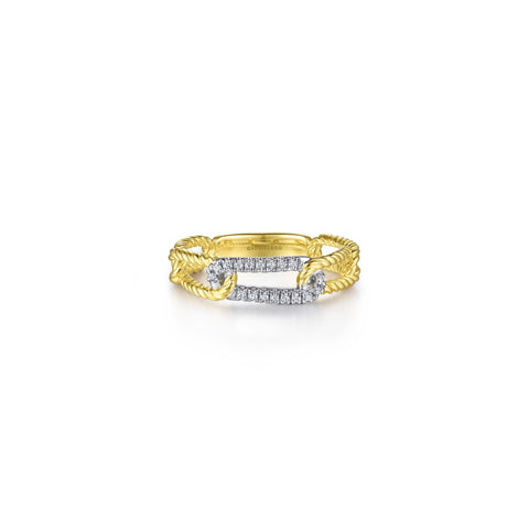 Gabriel & Co. Hampton Link Ring with Diamond Station-Gabriel & Co. Hampton Link Ring with Diamond Station - LR52196M45JJ