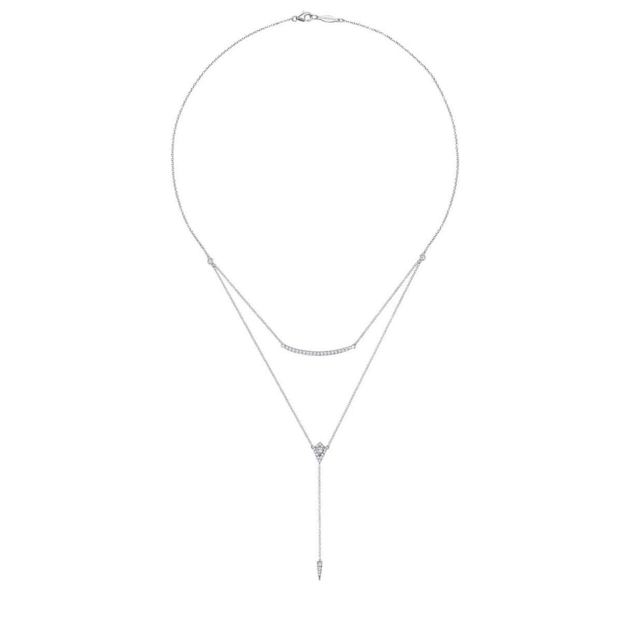 Gabriel & Co. Layered Curved Bar and Diamond Drop Y Necklace - NK5806W45JJ
