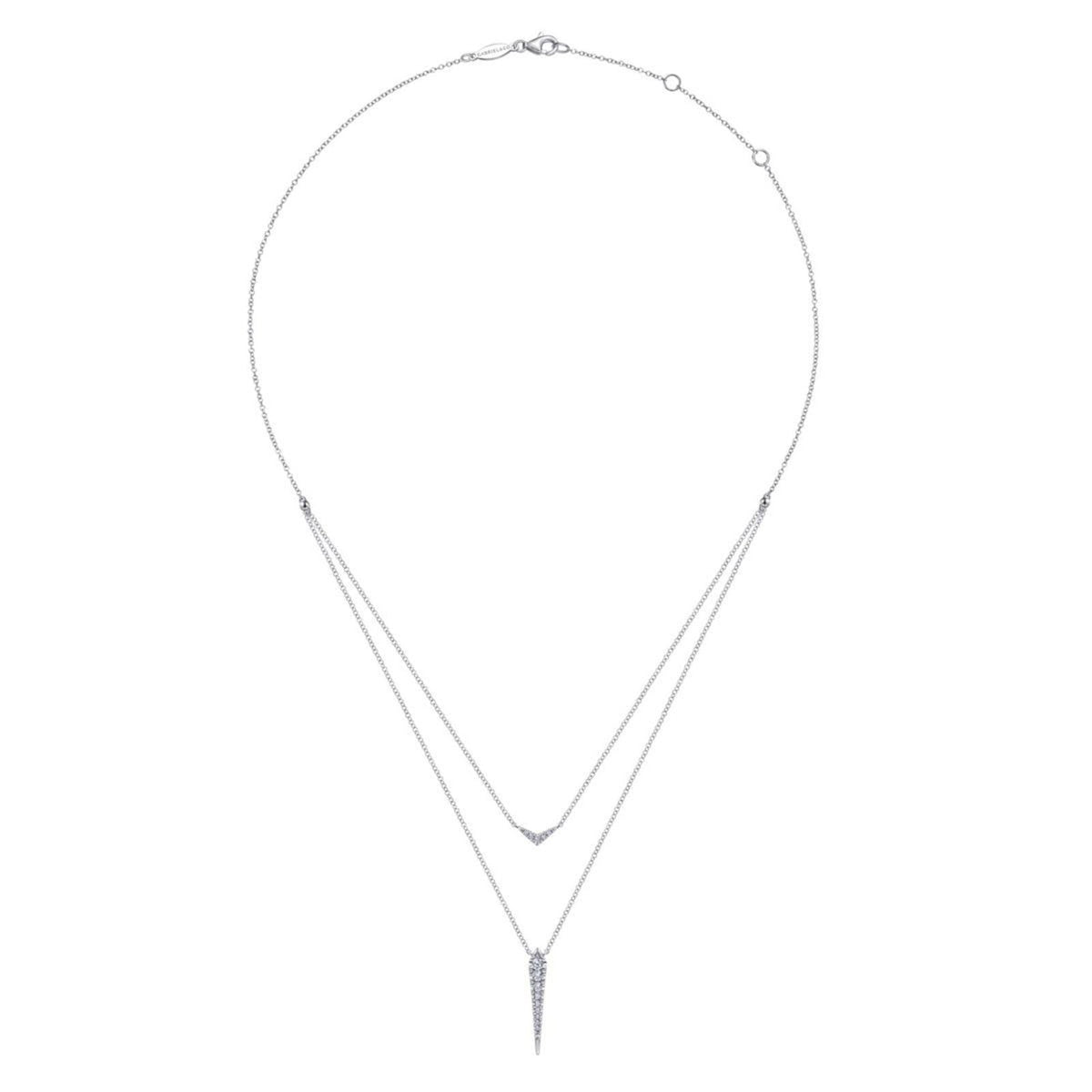 Gabriel & Co. Layered Pavé Diamond Bar and Spike Pendant Necklace - NK6009W45JJ