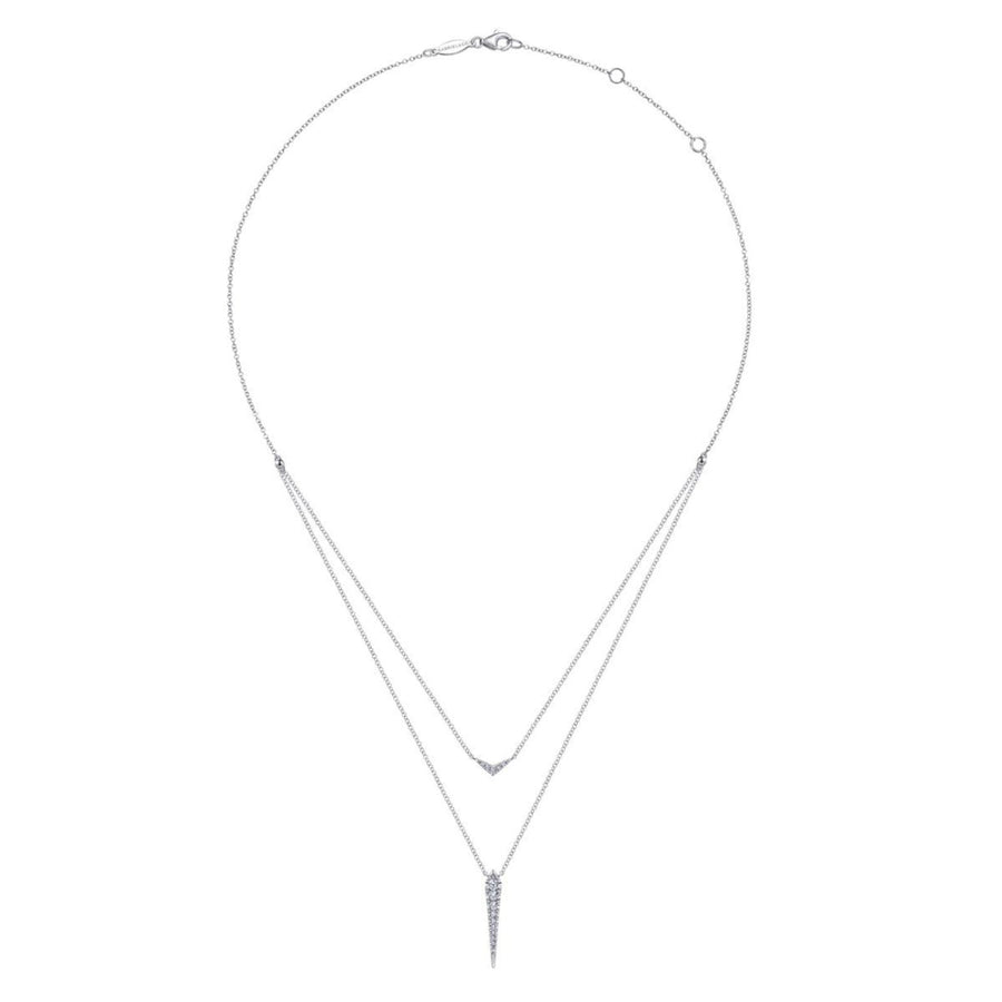 Gabriel & Co. Layered Pavé Diamond Bar and Spike Pendant Necklace - NK6009W45JJ
